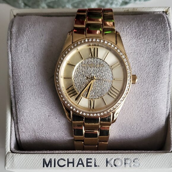 Michael Kors MK7033 Gold-Tone Crystal Pave Women’s Watch – New With Tag - Picture 1 of 5